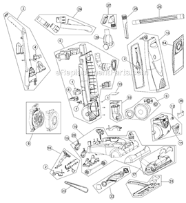 Page A Diagram and Parts List for UD30000  Dirt Devil Upright Vacuum